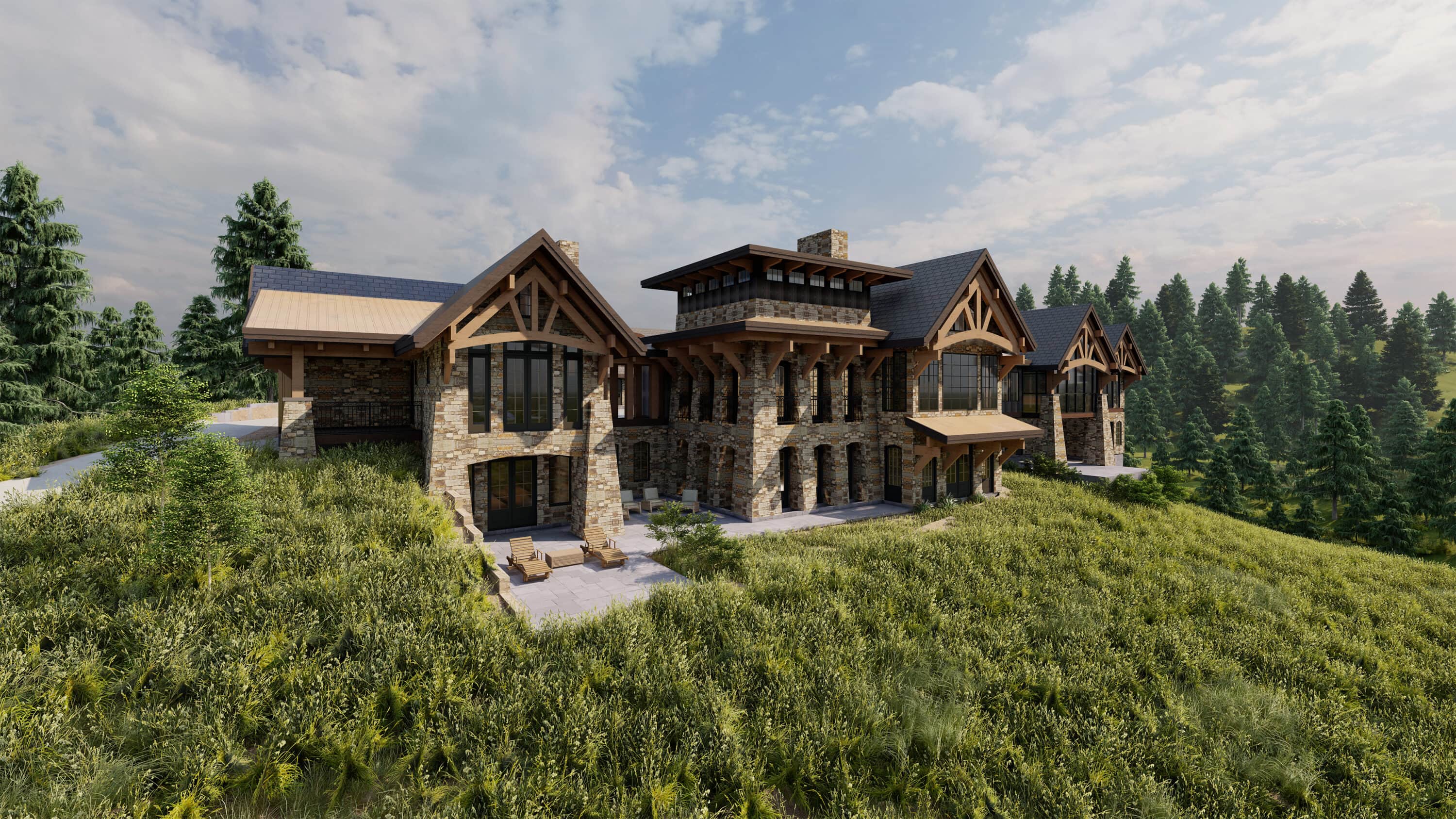 Lion Mountain Residence Whitefish Montana, Alpine Chalet Style features with town design, overlooking mountainside