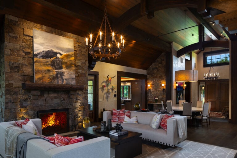 Modern Mountain Architecture, Guest House, Gallatin Valley Guest House, Great Room, Truss Detail